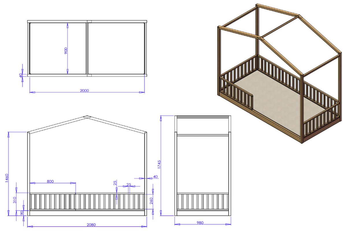 Letto Montessori Evolutivo Evi 4 in 1