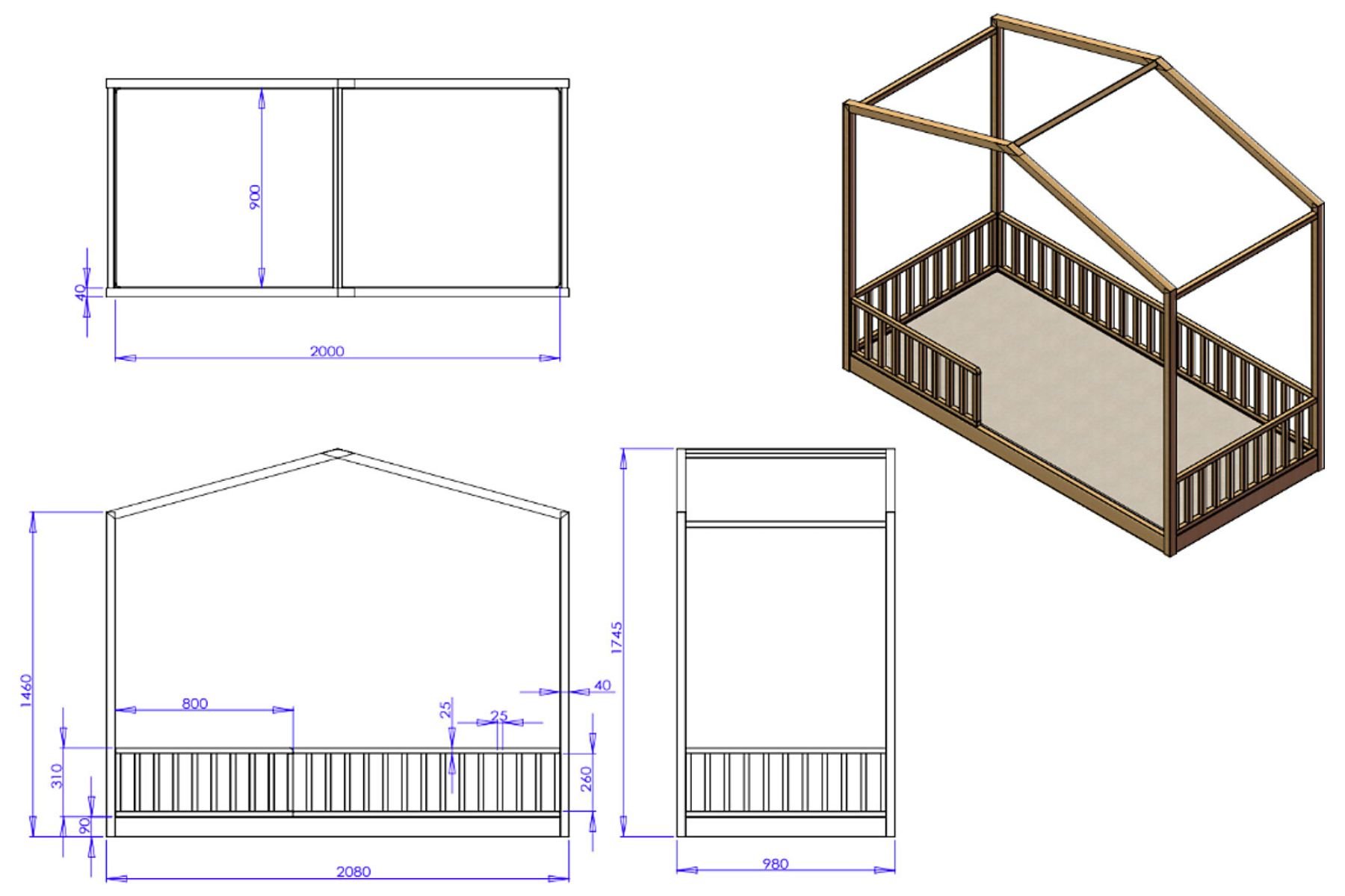Letto Montessori Evolutivo Evi 4 in 1